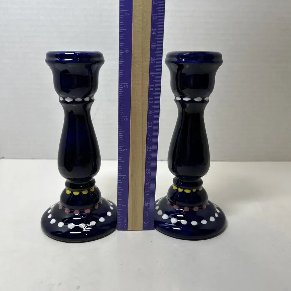 Pair Of Cobalt Blue Ceramic 6